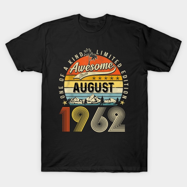 Awesome Since August 1962 Vintage 61st Birthday T-Shirt by Centorinoruben.Butterfly